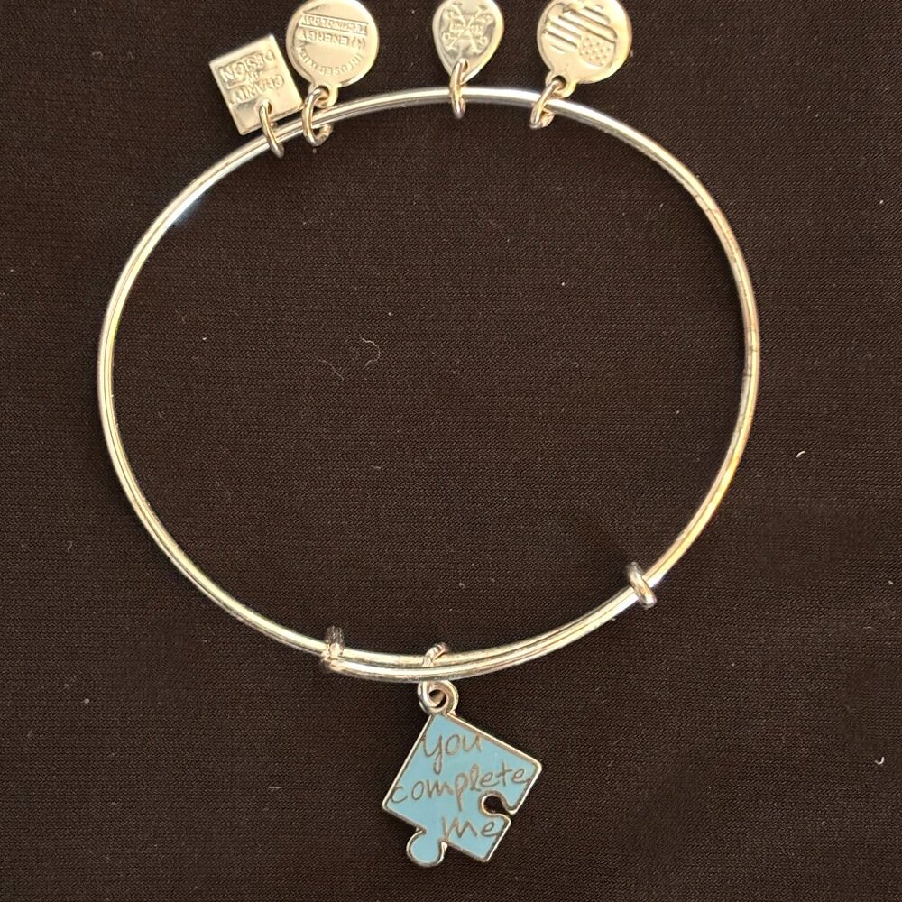 Alex and Ani Blue/Silver You complete me bangle
